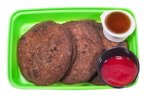 Chocolate Chip Protein Pancakes with Raspberry Coulis
